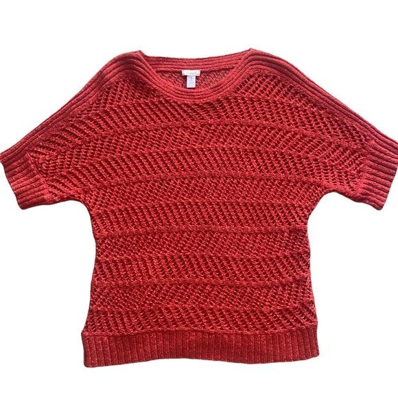 Chicos Coral 🧶 Crocheted Boat Neck Sweater! - Picture 1 of 10